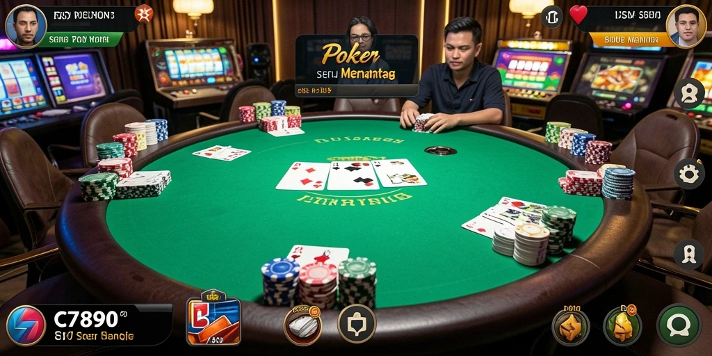 Tampilan gameplay C7890 dengan aksi poker yang seru.