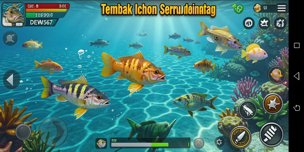 Tampilan gameplay DEWI567 yang seru dalam menangkap ikan.