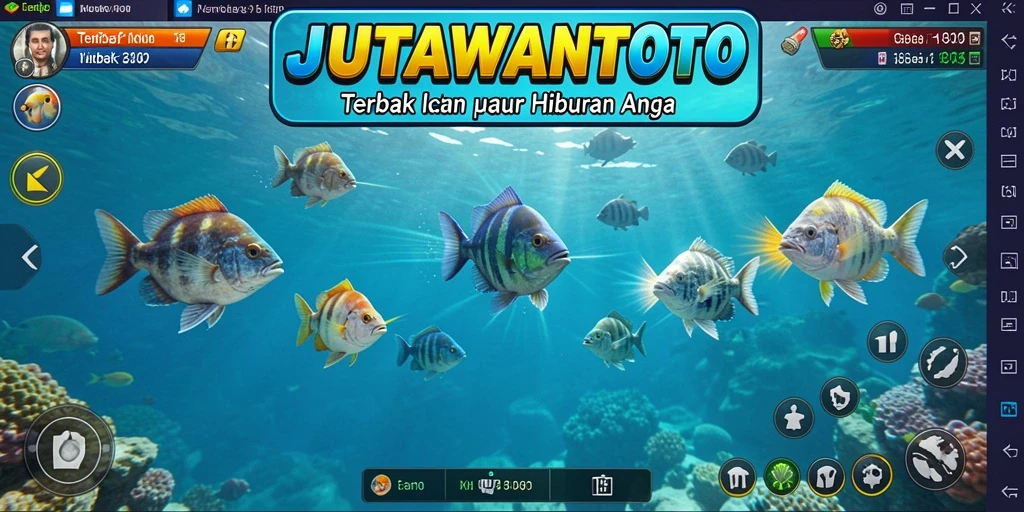 Screenshot gameplay JUTAWANTOTO menampilkan aksi menembak ikan yang seru.