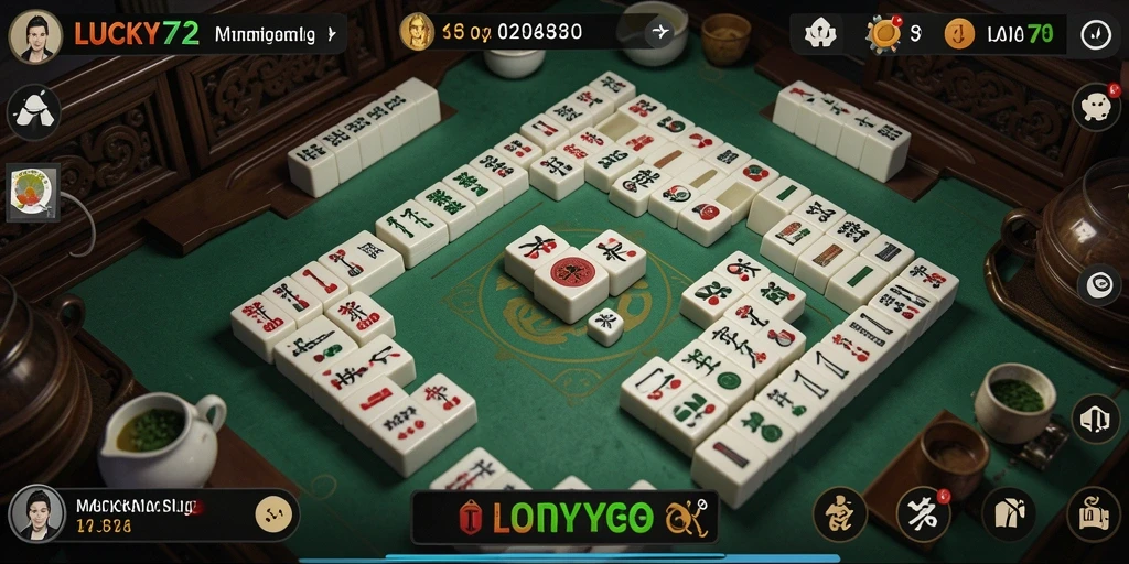 Tampilan gameplay Mahjong yang memukau dalam LUCKY72.