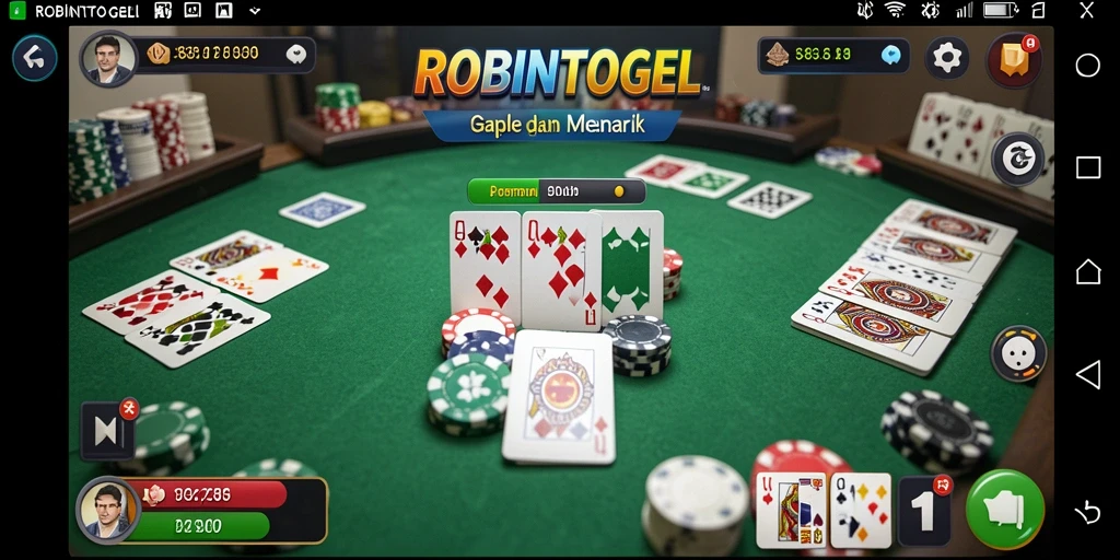 Tampilan gameplay seru di ROBINTOGEL yang menampilkan strategi Gaple.