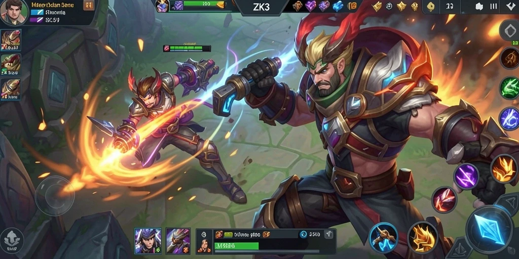 Tangkapan layar utama dari gameplay seru ZK3 MOBA.